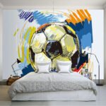 Fußball Tapete Kinderzimmer - Selbstklebendes Segeltuch / 1 Quadratmeter