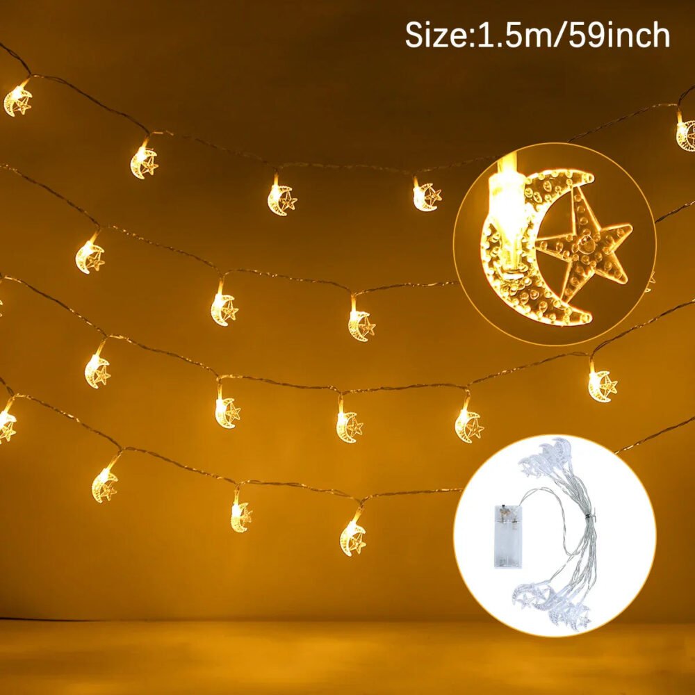 String of decorative moon-shaped lights for Kinderzimmer Lichterkette in hochwertigem Kunststoff