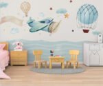 Kinderzimmer Tapete Blau - 1 Quadratmeter / Segeltuch