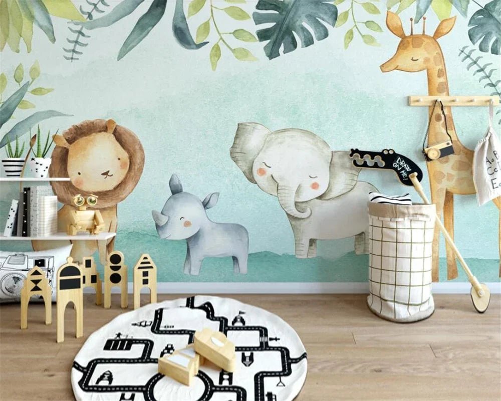 Kinderzimmer Tapete Tiere - Hintergrundbild aus Seide / 1 Quadratmeter