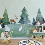 Kinderzimmer Tapete Wald - Selbstklebendes Segeltuch / 1 Quadratmeter