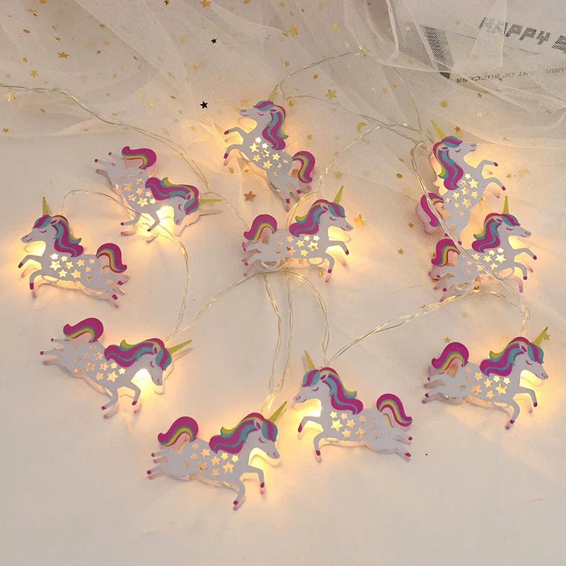 String von Einhorn-Lichtern für das Kinderzimmer mit perfektem magischen Touch