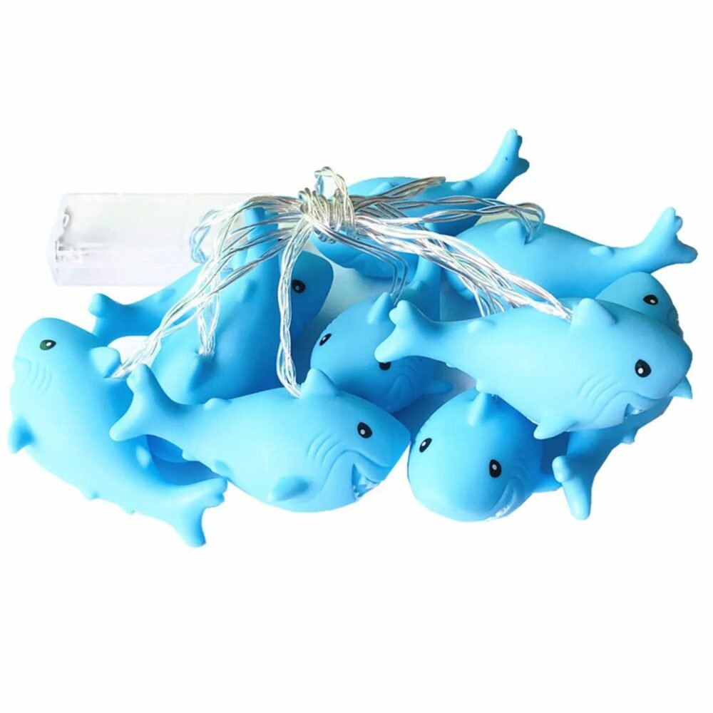 Bündel aus hellblauen Gummidelfinen für eine Lichterkette Kinderzimmer Junge