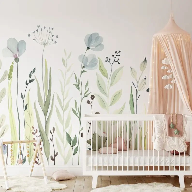 Tapete Kinderzimmer Blumen - 1 Quadratmeter / 3D-Sticker