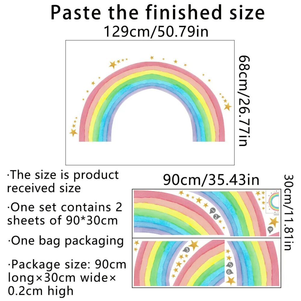 Wandsticker Kinderzimmer Regenbogen - 30cm x 90cm x 2pcs